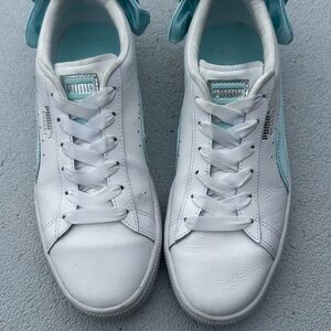 Puma Women's White Sneakers with Light Blue Accents